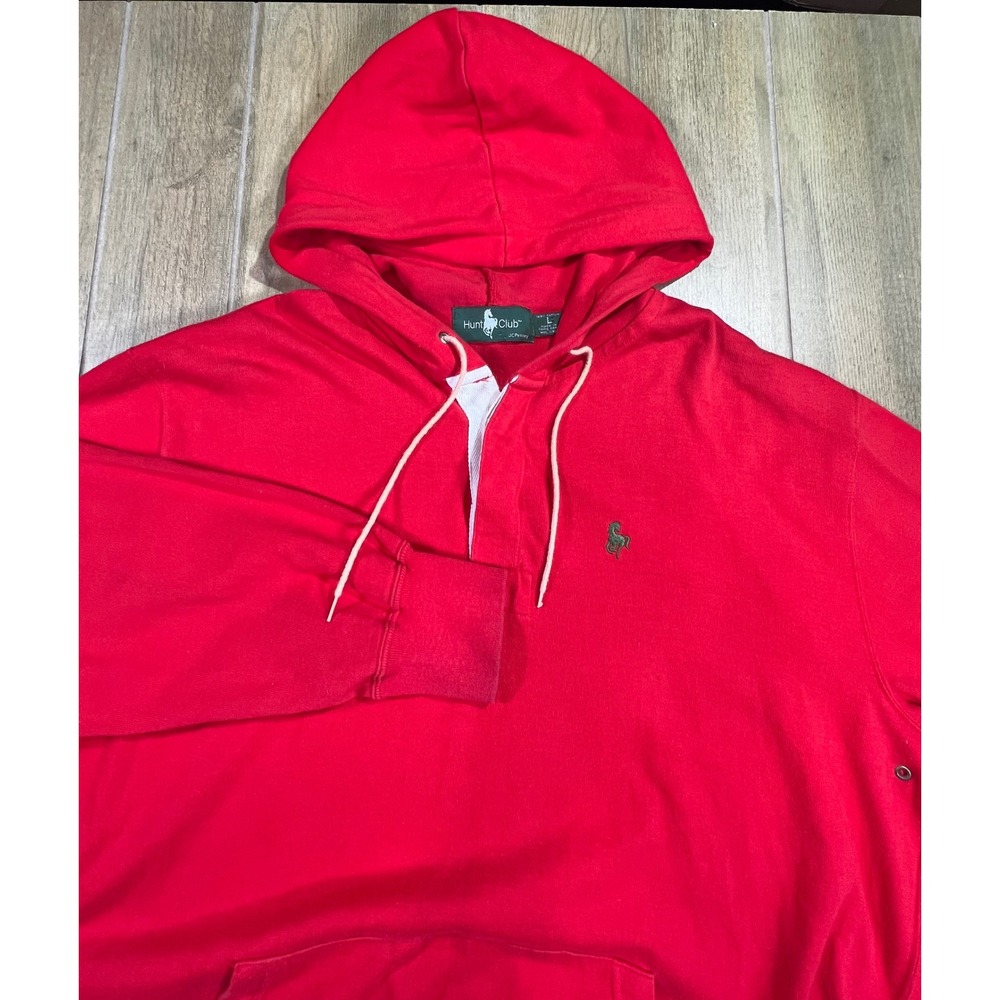 Vintage Hunt Club Red JC penny Hoodie‎  Kangaroo Pocket and Drawstring Size L